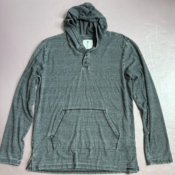 On the Byas Men's Gray Geometric Henley Sweater Size M Long Sleeve Casual